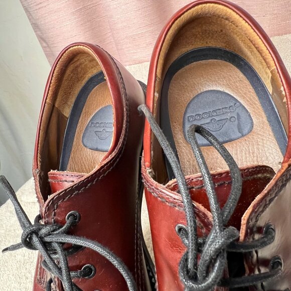 Dockers Mens Burgundy Leather Oxford Shoes Size 10.5M Cap Toe Casual Comfortable - Picture 15 of 16